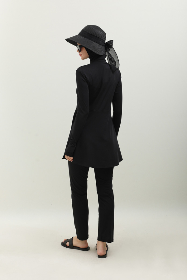 Volanlı Tesettür Mayo Takım Siyah - 6