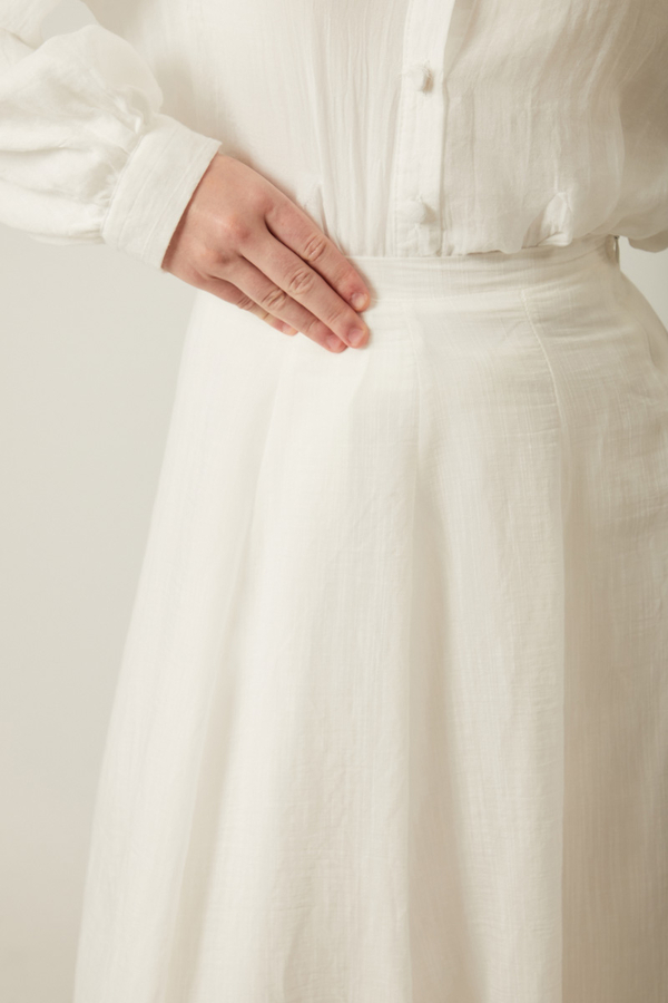 Volanlı Uzun Etek Beyaz - 5
