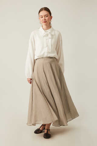 Volanlı Uzun Etek Vizon - 1