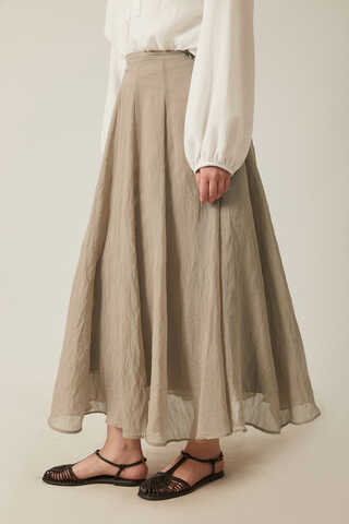 Volanlı Uzun Etek Vizon - 4