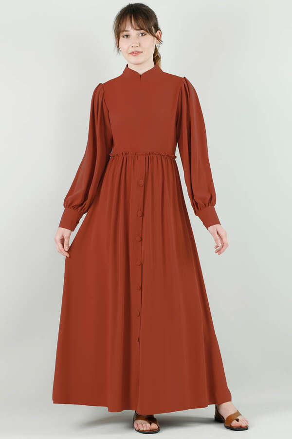 Frilly Buttoned Waist Dress Tile - 1