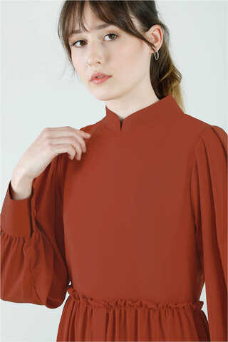 Frilly Buttoned Waist Dress Tile - 5