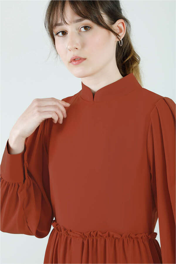 Frilly Buttoned Waist Dress Tile - 5