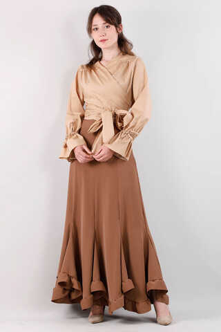 Connected Crop Shirt Camel - 2