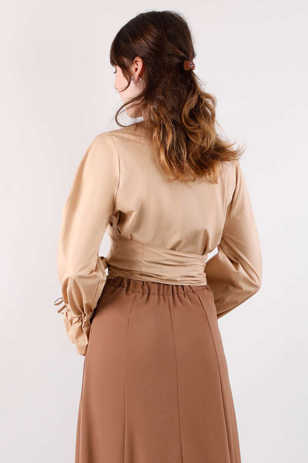 Connected Crop Shirt Camel - 3