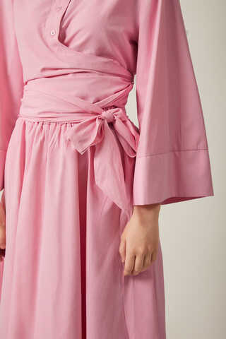 Waist Tie Poplin Skirt Set Pink  - 3