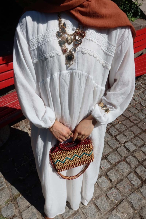 White Lace Yoke Dress