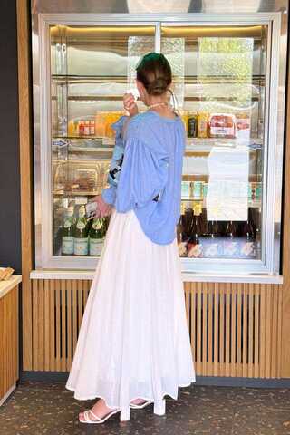 White Relaxed Skirt with Stitch Details - 11