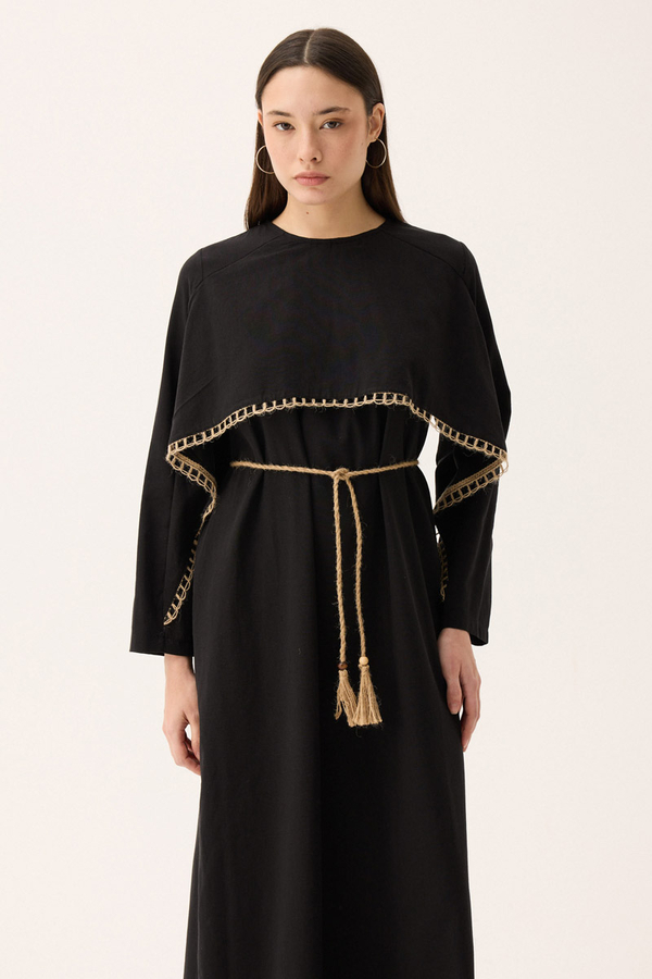 Wicker Trimmed Dilge Dress Black - 7