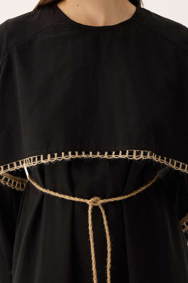 Wicker Trimmed Dilge Dress Black - 10