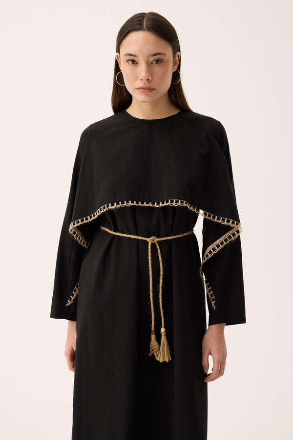 Wicker Trimmed Dilge Dress Black - 11