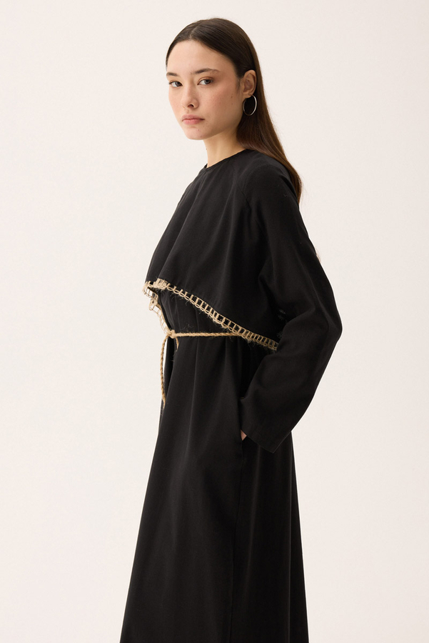 Wicker Trimmed Dilge Dress Black - 12