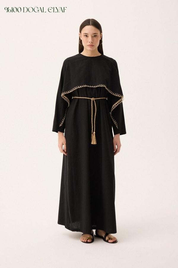 Wicker Trimmed Dilge Dress Black 