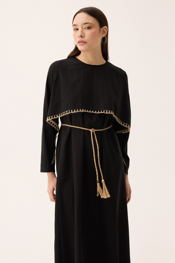 Wicker Trimmed Dilge Dress Black - 8