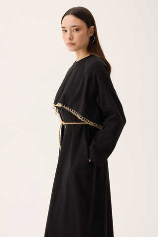 Wicker Trimmed Dilge Dress Black - 12