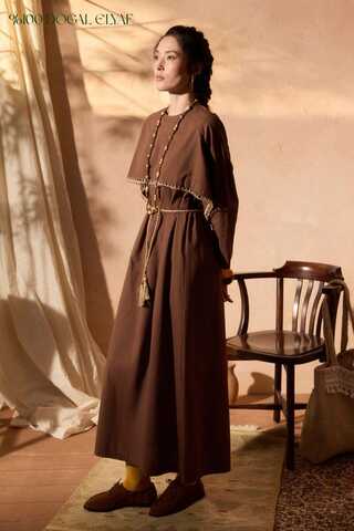 Wicker Trimmed Dilge Dress Brown - 1