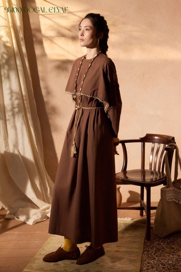 Wicker Trimmed Dilge Dress Brown - 1