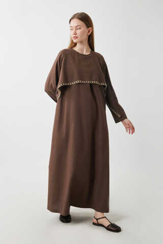 Wicker Trimmed Dilge Dress Brown - 6