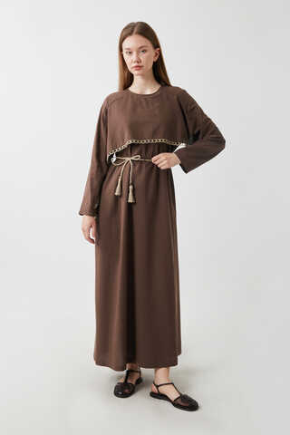 Wicker Trimmed Dilge Dress Brown - 7