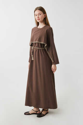 Wicker Trimmed Dilge Dress Brown - 10