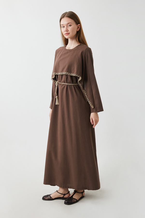 Wicker Trimmed Dilge Dress Brown - 10