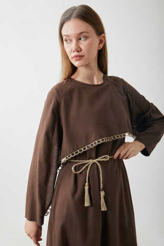 Wicker Trimmed Dilge Dress Brown - 12