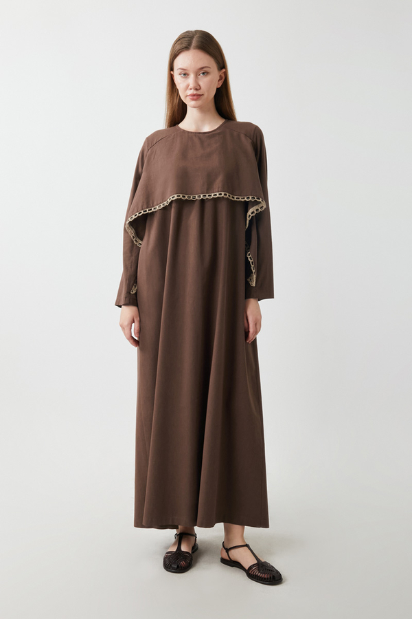 Wicker Trimmed Dilge Dress Brown - 5