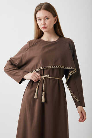 Wicker Trimmed Dilge Dress Brown - 8