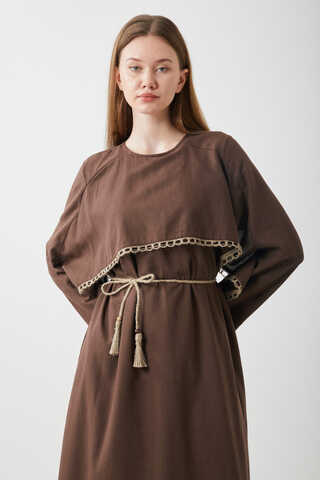 Wicker Trimmed Dilge Dress Brown - 9