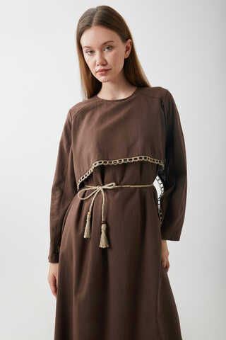 Wicker Trimmed Dilge Dress Brown - 13