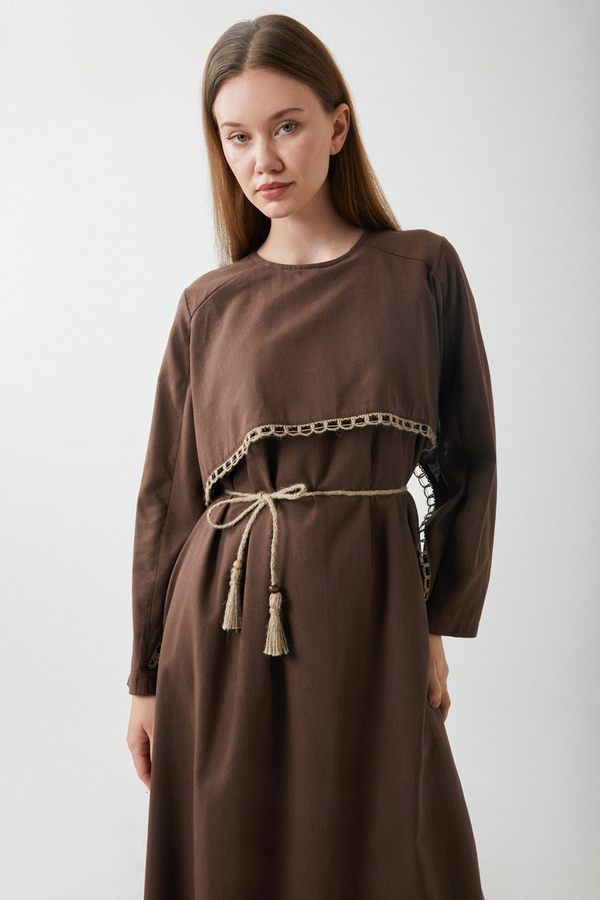 Wicker Trimmed Dilge Dress Brown - 13