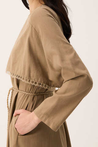 Wicker Trimmed Dilge Dress Camel - 14