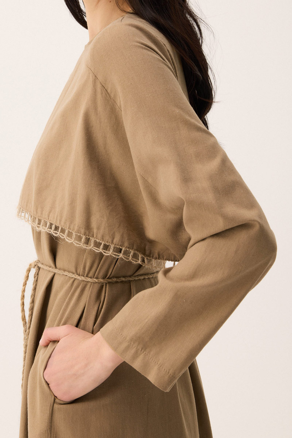 Wicker Trimmed Dilge Dress Camel - 14