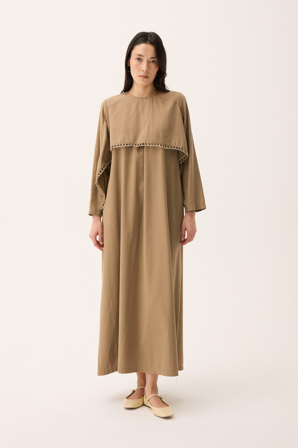 Wicker Trimmed Dilge Dress Camel - 3