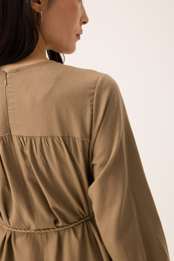 Wicker Trimmed Dilge Dress Camel - 19