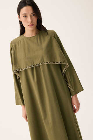 Wicker Trimmed Dilge Dress Khaki - 5