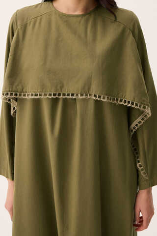 Wicker Trimmed Dilge Dress Khaki - 6