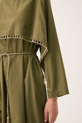 Wicker Trimmed Dilge Dress Khaki - 14