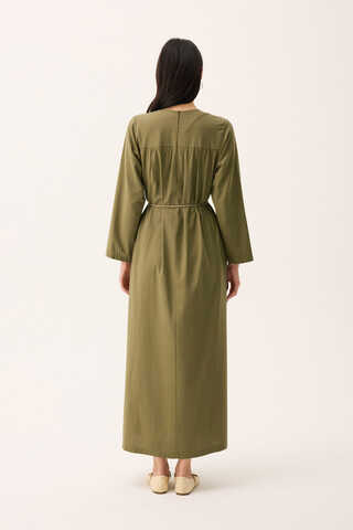 Wicker Trimmed Dilge Dress Khaki - 19