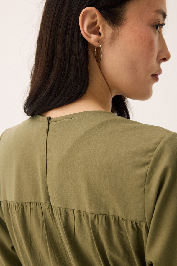 Wicker Trimmed Dilge Dress Khaki - 16