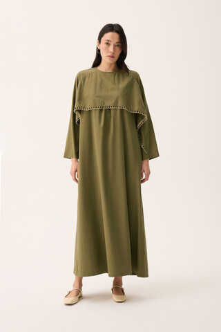 Wicker Trimmed Dilge Dress Khaki - 4