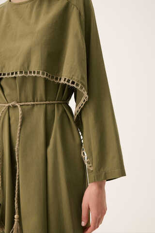 Wicker Trimmed Dilge Dress Khaki - 15