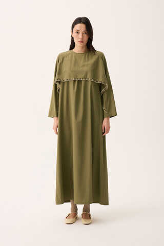 Wicker Trimmed Dilge Dress Khaki - 17