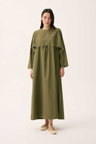 Wicker Trimmed Dilge Dress Khaki - 18