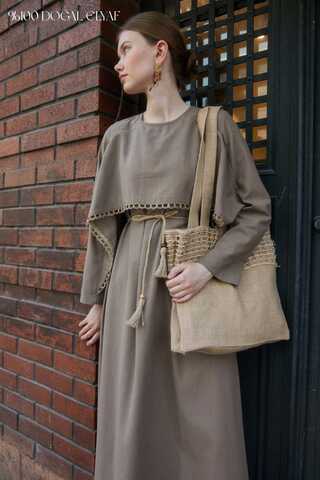 Wicker Trimmed Dilge Dress Taupe  - 1