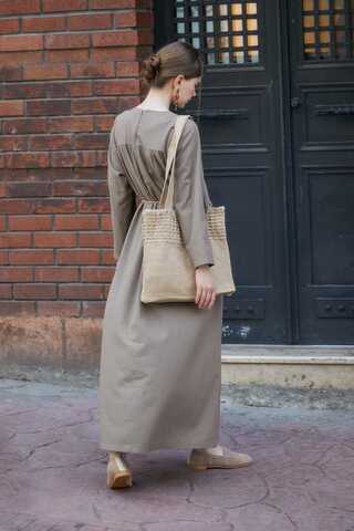 Wicker Trimmed Dilge Dress Taupe  - 11