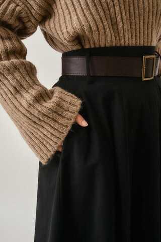 Wide Belted Skirt Black - 12