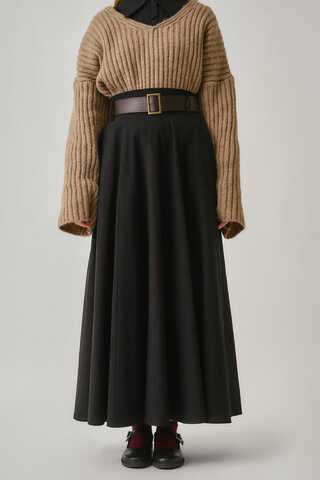 Wide Belted Skirt Black - 13
