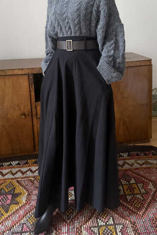 Wide Belted Skirt Black - 3