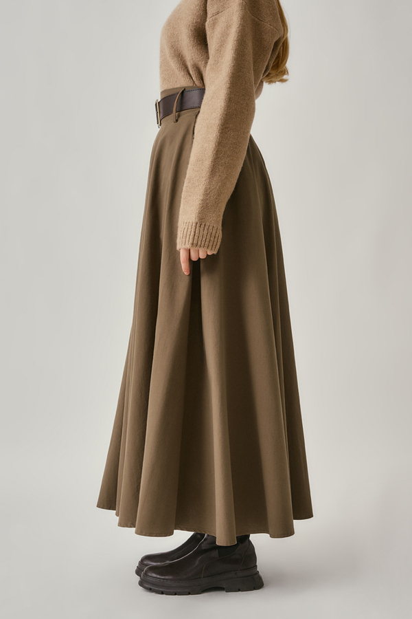 Wide Belted Skirt Earth - 5